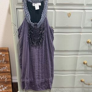 Papillon Blanc Lavender Crochet-Trim Ruffle Tank